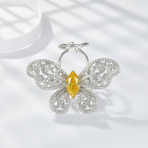 Yellow Zircon Marquise Ice Cut Active Butterfly Luxurious Silver Ring